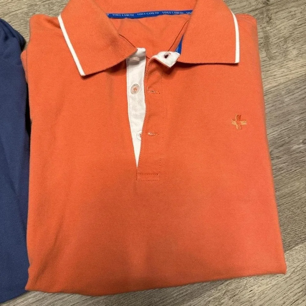 2‎ Vince Camuto Navy and orange polo shirts #poloshirts set of two Size Medium